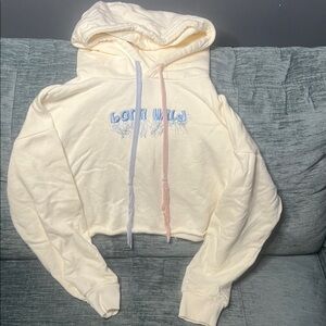 Forever 21 Cream Hoodie with Blue and Pink Details